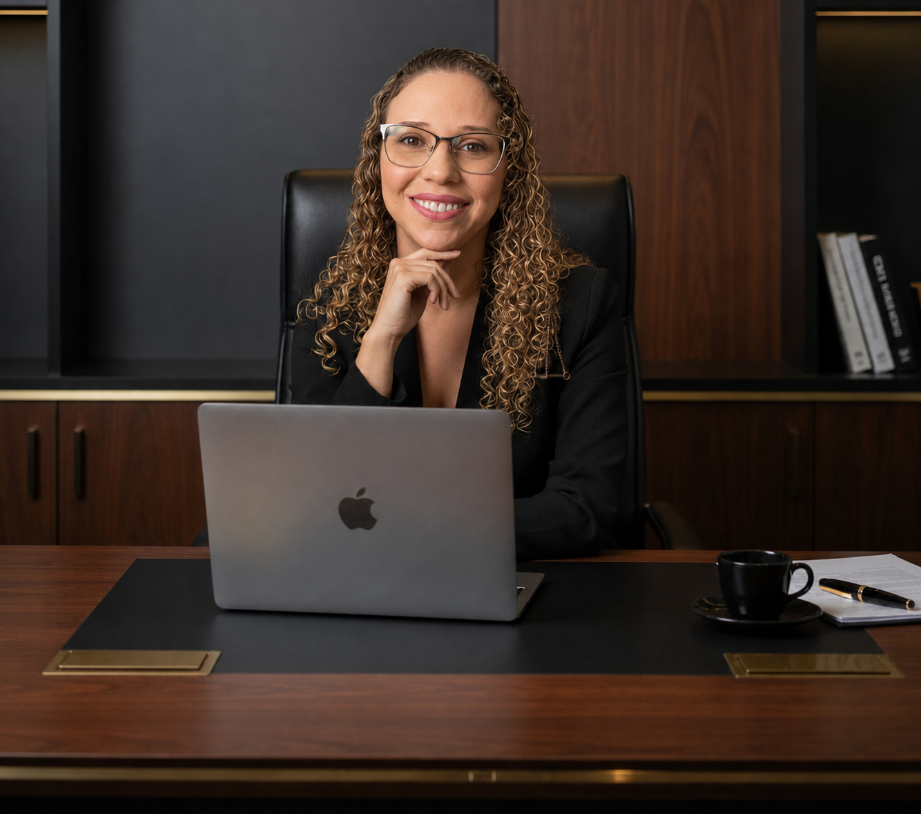 Dra. Denise Perucchi em seu escritório de advocacia